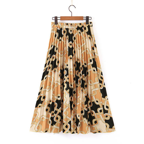 Pleated print skirt