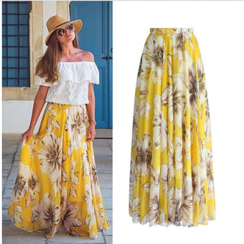 Bohemian Big Swing Print Skirt Half length Skirt Long Skirt