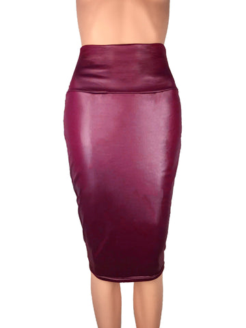 Newly Women High Waist Faux Leather Pencil Skirt Bodycon Skirt Solid Sexy OL Office Skirts