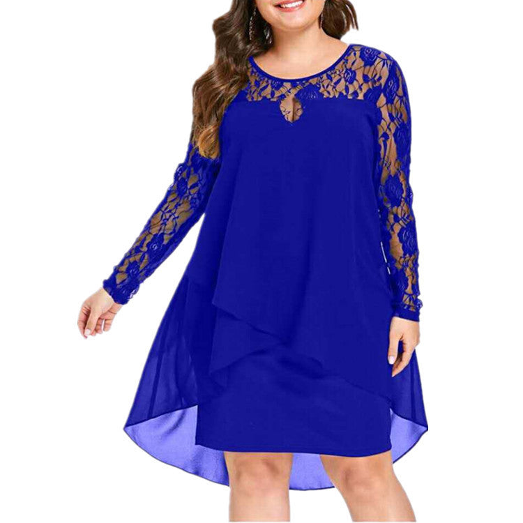 Spliced long sleeve casual dress – GENERAL TYPES STORE