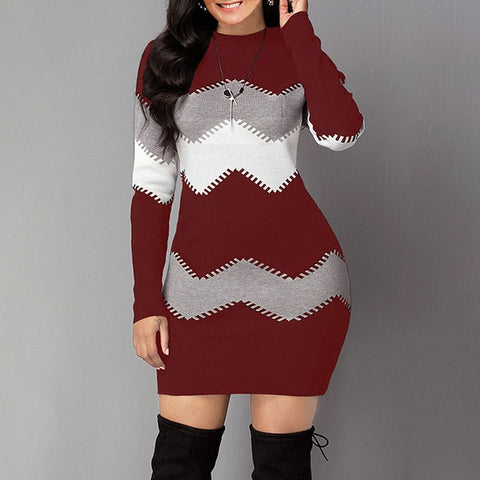 Umeko Autumn and Winter Long Striped Long-sleeved Sweater