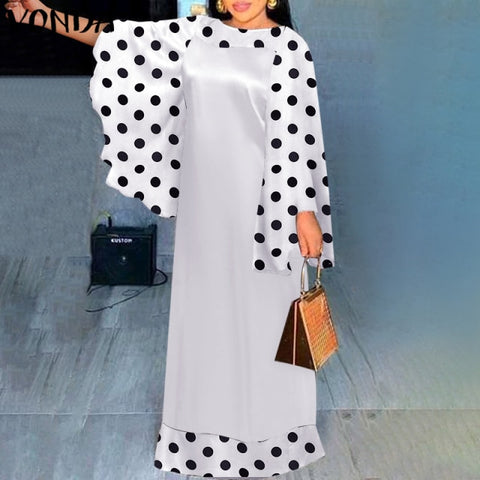 Elegant Evening Party Dress Women Leopard Print Patchwork Maxi Dress 2021