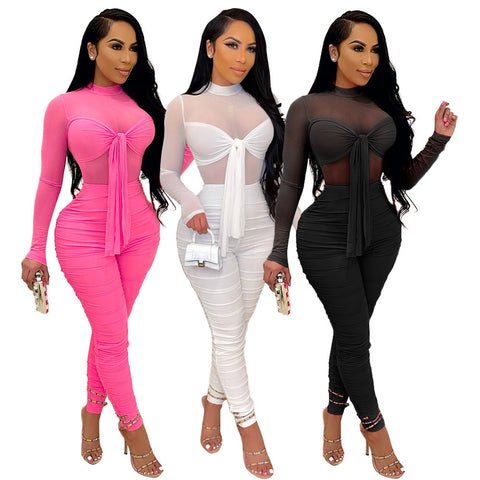 Sexy Mesh Sheer Bodycon Jumpsuit For Women